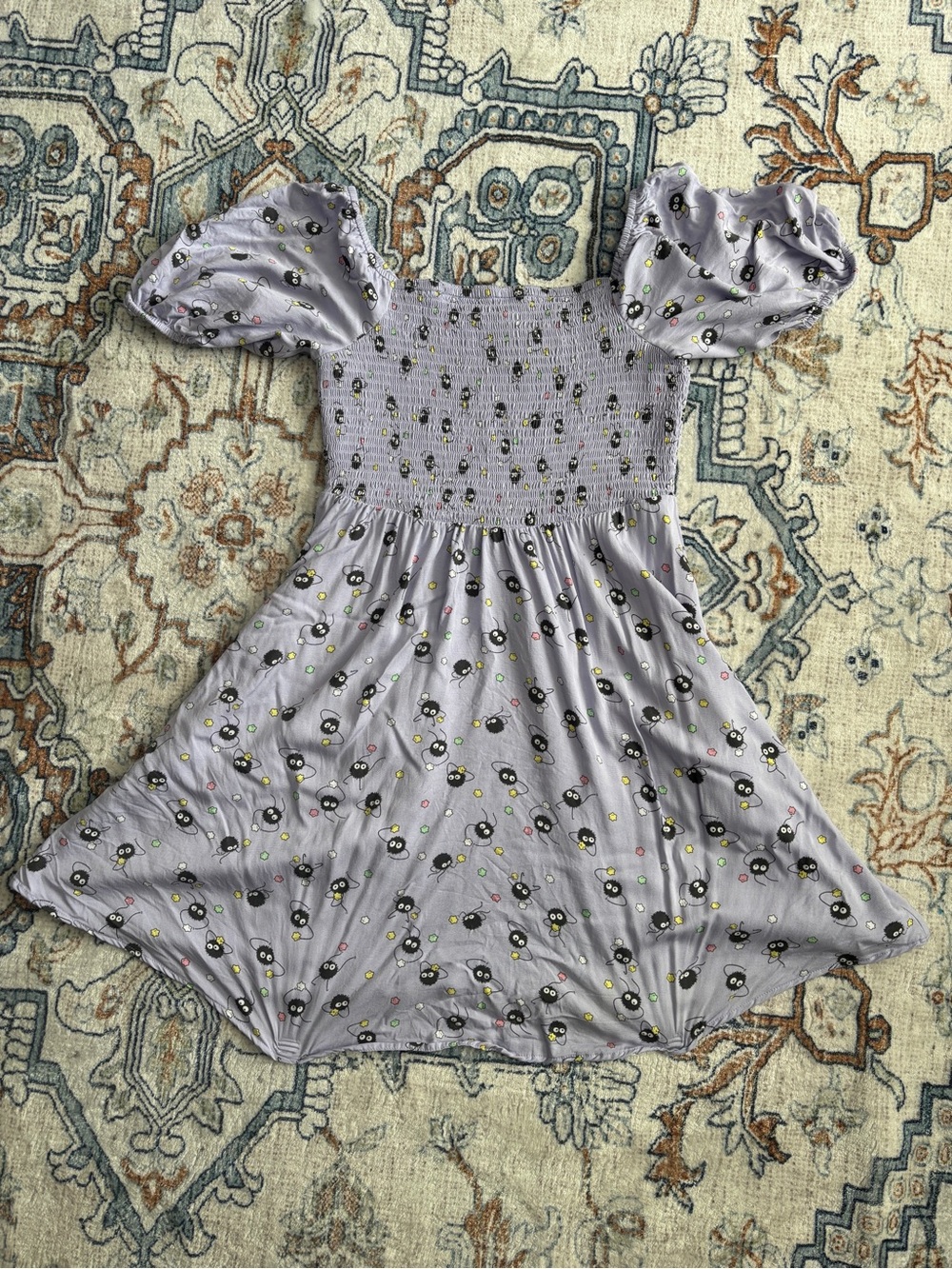 Spirited Away Lavender Puff-Sleeve Smocked Dress - Picture 1 of 4